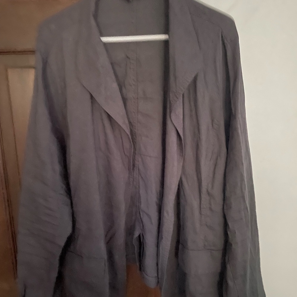 Eileen Fisher linen lightweight jacket blazer 3x gray